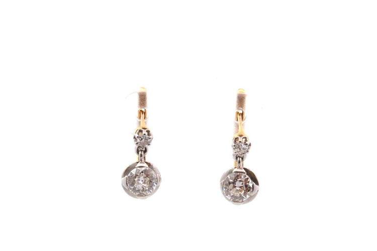 Boucles d'oreilles Boucles d'oreilles vintage en or et platine serties de diamants 58 Facettes 27552