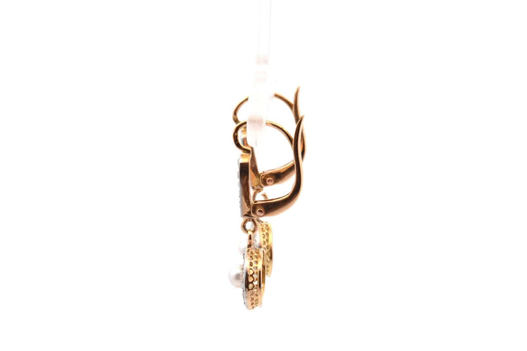 Boucles d'oreilles Boucles d'oreilles anciennes en diamants et perles fines 58 Facettes 27755