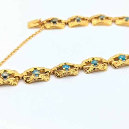 Bracelet Bracelet en or jaune 18 carats et turquoises 58 Facettes 27765