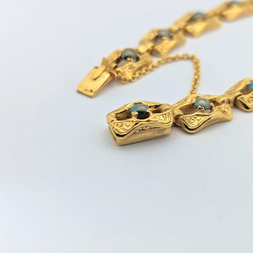 Bracelet Bracelet en or jaune 18 carats et turquoises 58 Facettes 27765