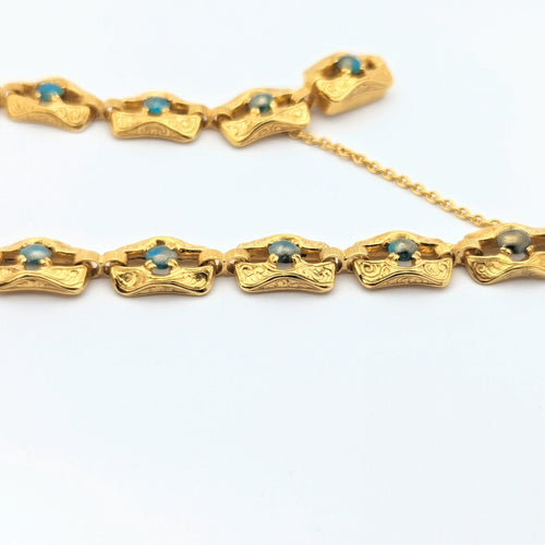 Bracelet Bracelet en or jaune 18 carats et turquoises 58 Facettes 27765