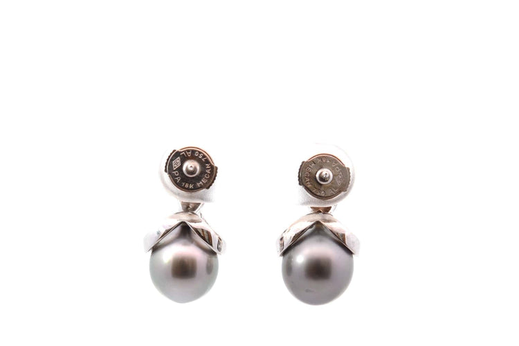 Boucles d'oreilles Boucles d'oreilles en or 18k avec perles de culture de Tahiti et diamants 58 Facettes 27777
