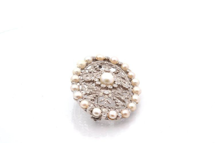 Broche Broche Art déco en platine, perles fines et diamants 58 Facettes 27811