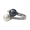 Bague 55 Bague en or blanc 18 carats avec perles de Tahiti et diamants 58 Facettes 2819765CN