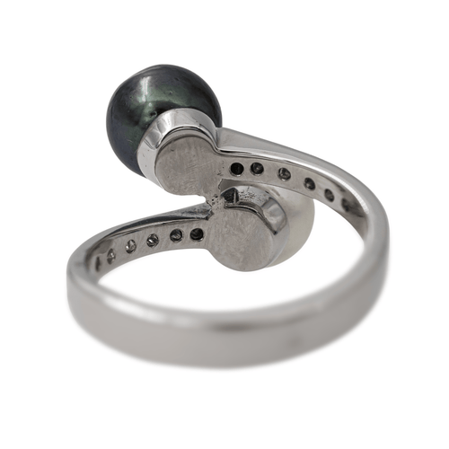 Bague 55 Bague en or blanc 18 carats avec perles de Tahiti et diamants 58 Facettes 2819765CN