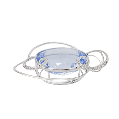 Pendentif Pendentif Or blanc Aigue marine, Diamant 58 Facettes 2826011CN