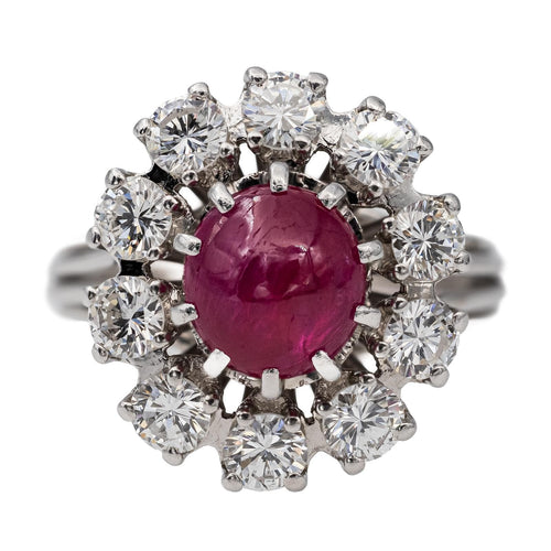 Bague 51 Bague Marguerite Or blanc, Platine Rubis, Diamant 58 Facettes 2830634CN