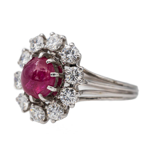 Bague 51 Bague marguerite en or blanc 18 carats et platine rubis et diamants 58 Facettes 2830634CN