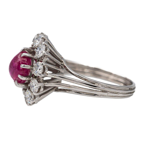 Bague 51 Bague marguerite en or blanc 18 carats et platine rubis et diamants 58 Facettes 2830634CN