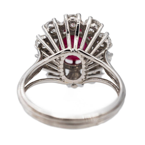 Bague 51 Bague marguerite en or blanc 18 carats et platine rubis et diamants 58 Facettes 2830634CN