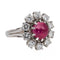 Bague 51 Bague marguerite en or blanc 18 carats et platine rubis et diamants 58 Facettes 2830634CN
