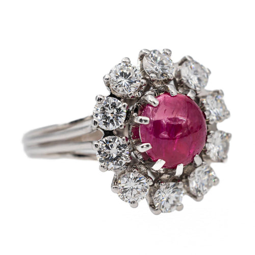 Bague 51 Bague Marguerite Or blanc, Platine Rubis, Diamant 58 Facettes 2830634CN
