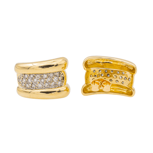 Boucles d'oreilles Boucles d'oreilles puces en or jaune et blanc 18 ct, diamants 58 Facettes 2845479CN
