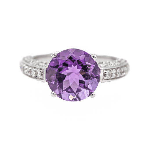 Bague 53 Bague Or blanc Améthyste, Diamant 58 Facettes 2845489CN