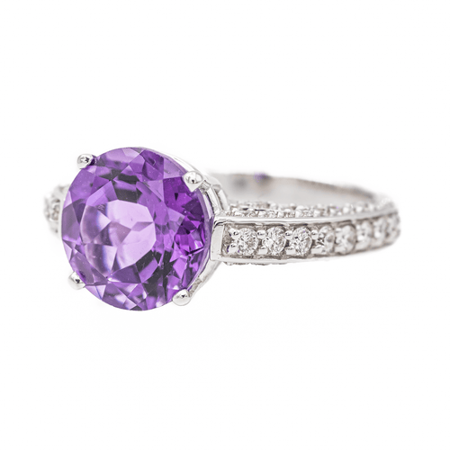 Bague 53 Bague Or blanc Améthyste, Diamant 58 Facettes 2845489CN