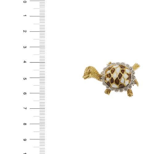Broche Spilla tortue en or jaune et blanc 18 ct avec diamants 58 Facettes 28598