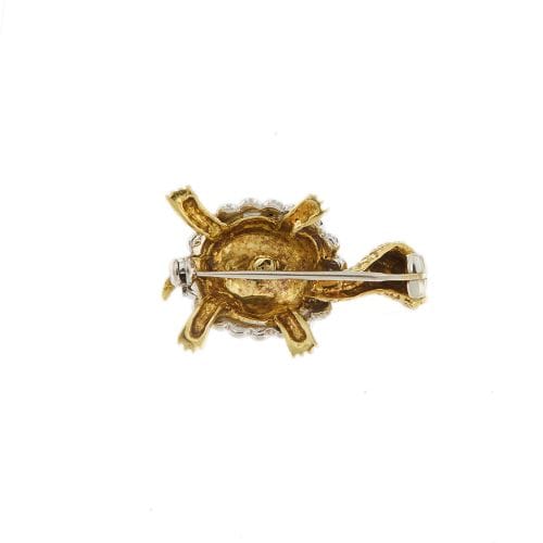 Broche Spilla tortue en or jaune et blanc 18 ct avec diamants 58 Facettes 28598