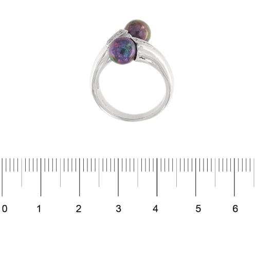 Bague 55 Bague en or blanc 18 kt avec perles de Tahiti et diamants 58 Facettes 28697