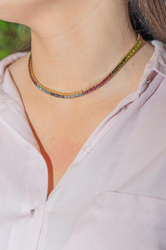 Collier Collier en or jaune 18 carats serti de tourmaline, péridot et citrine 58 Facettes 2871068CN