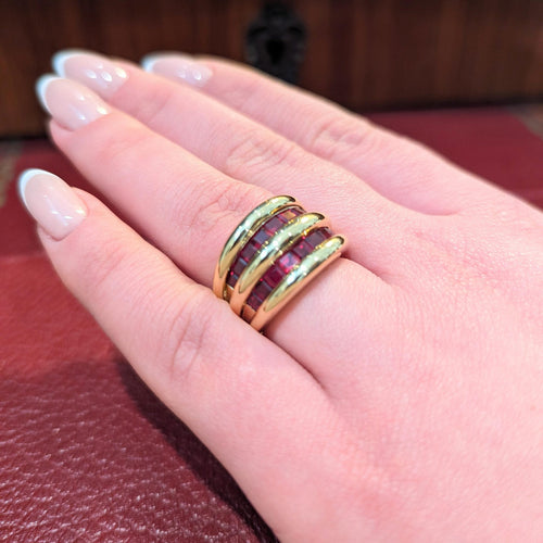 Bague 53 Verney - Bague en or jaune 18 carats et rubis 58 Facettes 28795