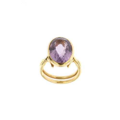 Bague 62 Bague - Ametyste ovale 11 ct en or jaune 18 carats 58 Facettes 28801