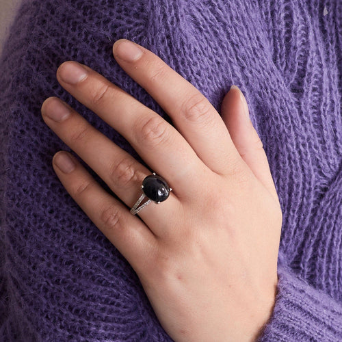 Bague Saphir Cabochon Diamants