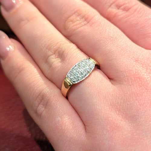 Bague 54 Bague pavée de diamants en or jaune 18 carats 58 Facettes 29033