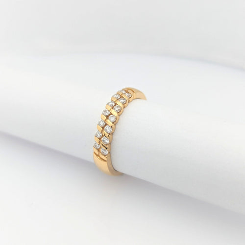 Bague 53 Demi-alliance en or jaune 18 carats et diamants 58 Facettes 29035