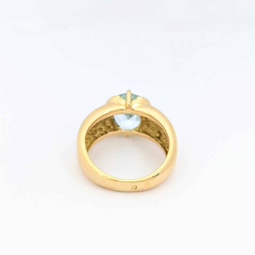 Bague 49 Bague en or jaune 18 carats avec topaze bleue 58 Facettes 29045