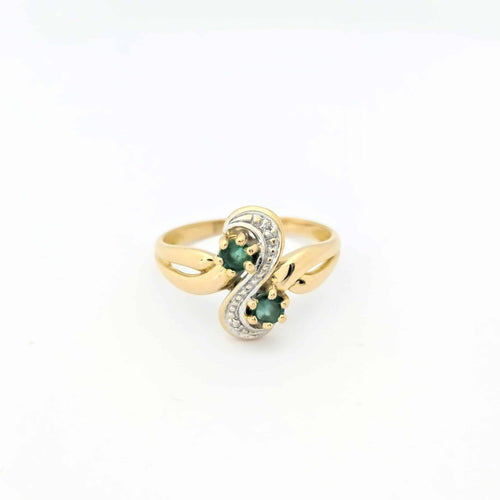 Bague 53 Bague en or jaune 18 carats avec diamants et émeraudes 58 Facettes 29047