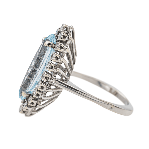 Bague 53 Bague Marquise Or blanc Aigue marine, Diamant 58 Facettes 2905284CN