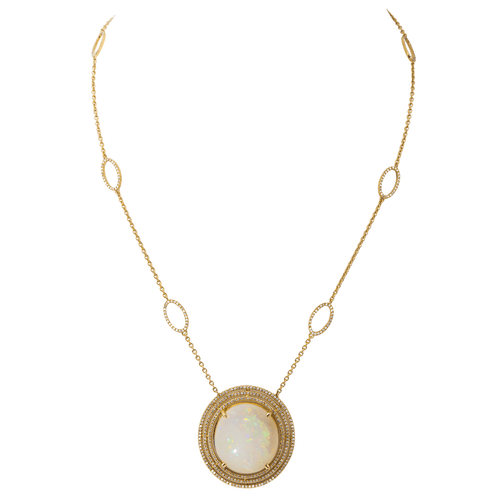 Collier Collier pendentif en or jaune 18 carats avec opale et diamants 58 Facettes 2905292CN