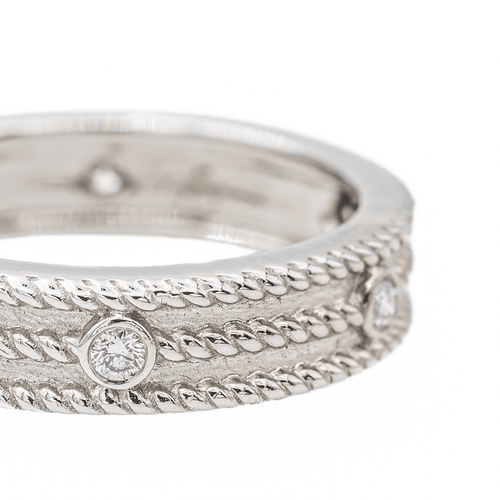 Bague 52 Bague alliance en or blanc 18 carats sertie de diamants 58 Facettes 2905333CN