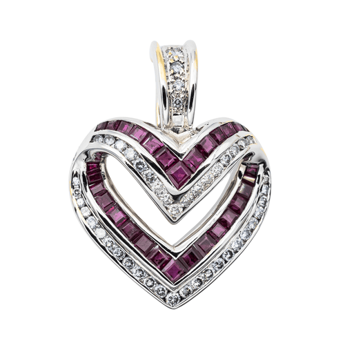 Pendentif Pendentif Or blanc Diamant, Rubis 58 Facettes 2905353CN
