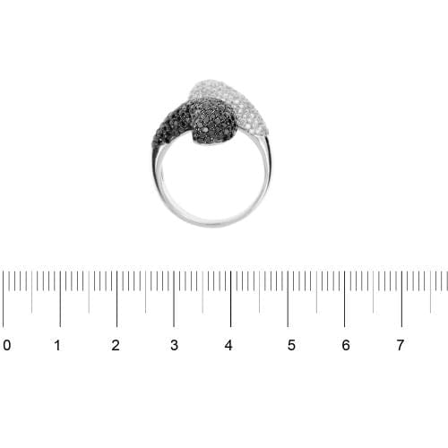 Bague 58 Bague - Diamants blancs et noirs en or blanc 18 ct 58 Facettes 29142