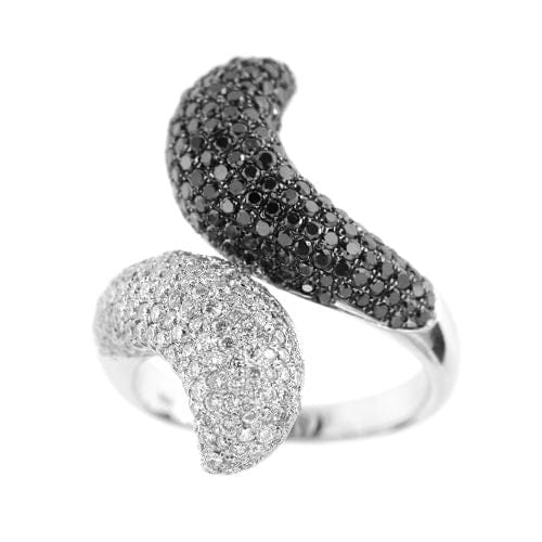 Bague 58 Bague - Diamants blancs et noirs en or blanc 18 ct 58 Facettes 29142