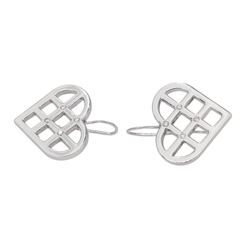 Boucles d'oreilles O.J. Perrin - Boucles d'oreilles cœur en or blanc avec diamants 58 Facettes 2914859CN