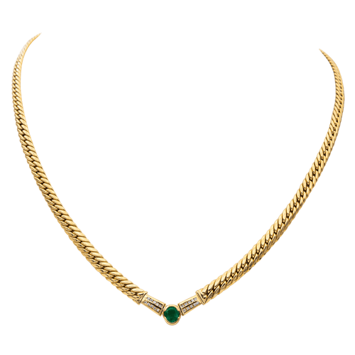 Collier Collier Maille anglaise Or jaune Emeraude, Diamant 58 Facettes 2916931CN
