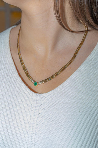 Collier Collier Maille anglaise Or jaune Emeraude, Diamant 58 Facettes 2916931CN