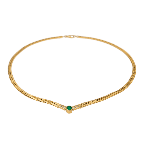 Collier Collier Maille anglaise Or jaune Emeraude, Diamant 58 Facettes 2916931CN