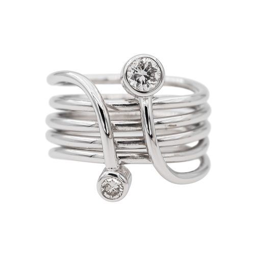 Bague 50 Bague Toi & Moi en or blanc 18 carats et diamants 58 Facettes 2925343RV