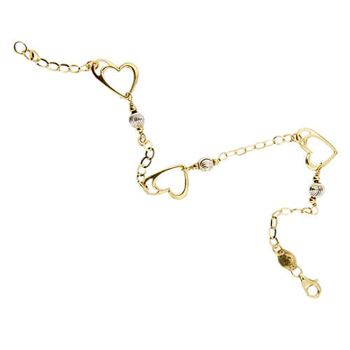 Bracelet Bracelet cœurs en or jaune et or blanc 18 kt 58 Facettes 29396