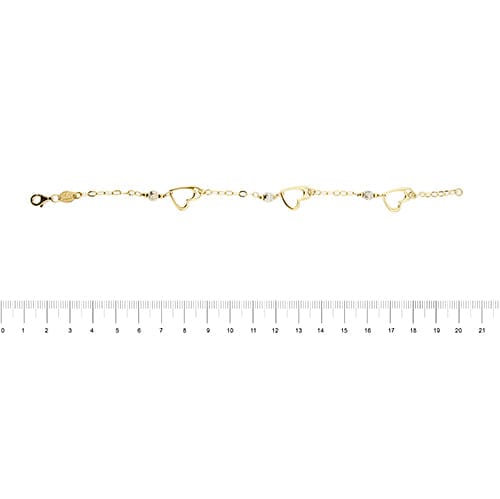 Bracelet Bracelet cœurs en or jaune et or blanc 18 kt 58 Facettes 29396