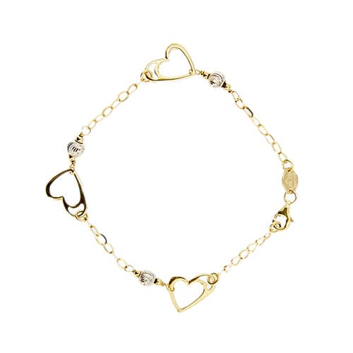 Bracelet Bracelet cœurs en or jaune et or blanc 18 kt 58 Facettes 29396