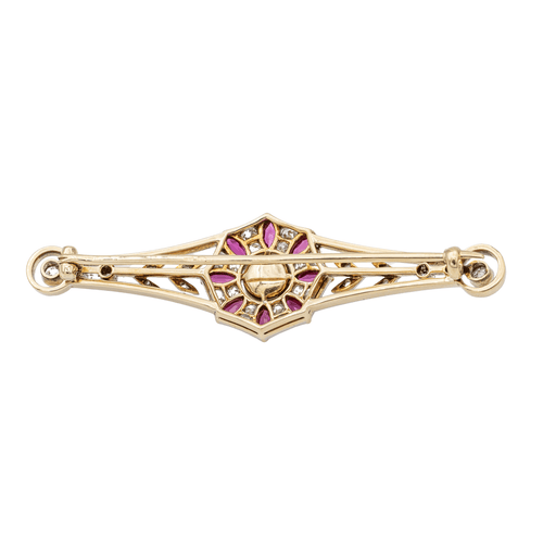 Broche Broche Or jaune Perle mabé, Rubis synthétique, Diamant 58 Facettes 2947709CN