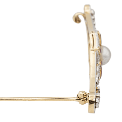 Broche Broche en or jaune 18 carats et platine, perle mabé, diamants 58 Facettes 2947709CN