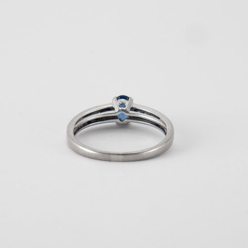 Bague 56 Bague Solitaire Saphir 10 Diamants 58 Facettes DV0209-1