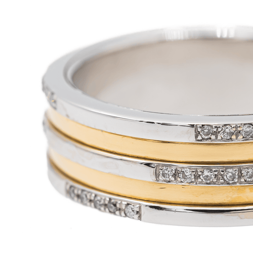 Bague 59 Bague en or jaune et or blanc 18 carats sertie de diamants 58 Facettes 2958340CN