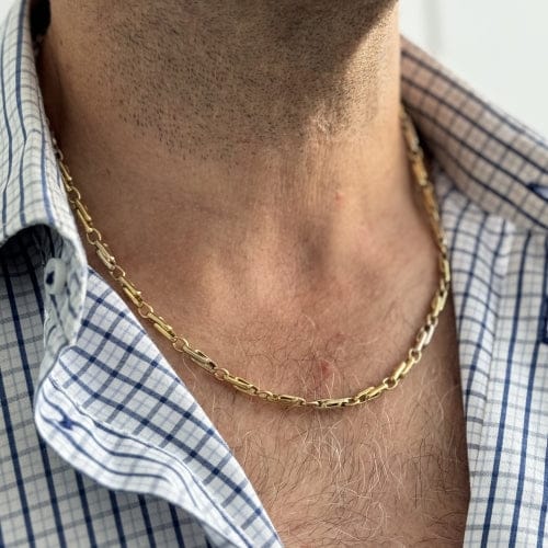 Collier Collier homme - Mailles alternées en or jaune et or blanc 18 carats 58 Facettes 29660