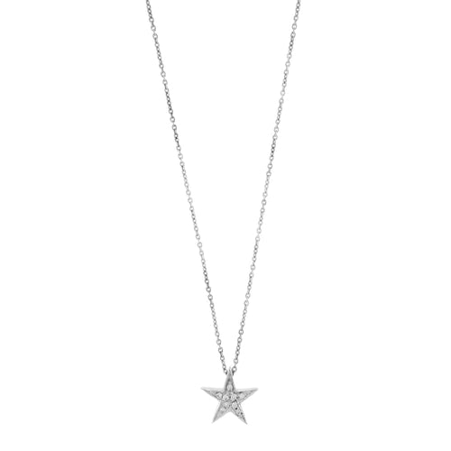 Collier Collier - Pendentif étoile en or blanc 18 kt et diamants 58 Facettes 29732